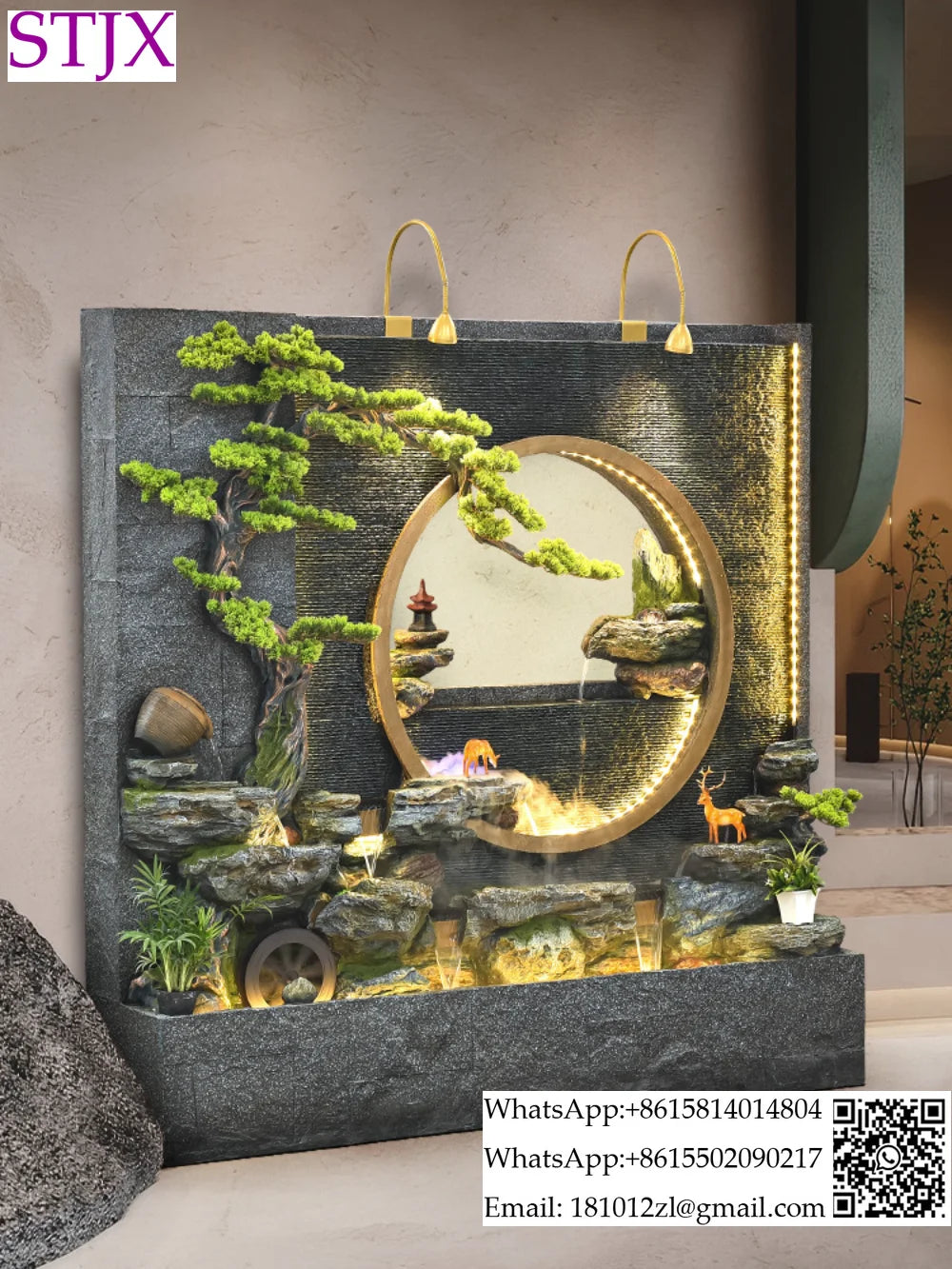Water curtain wall rockery fountain decoration hotel living room screen decoration outdoor villa fish pond landscape decoration