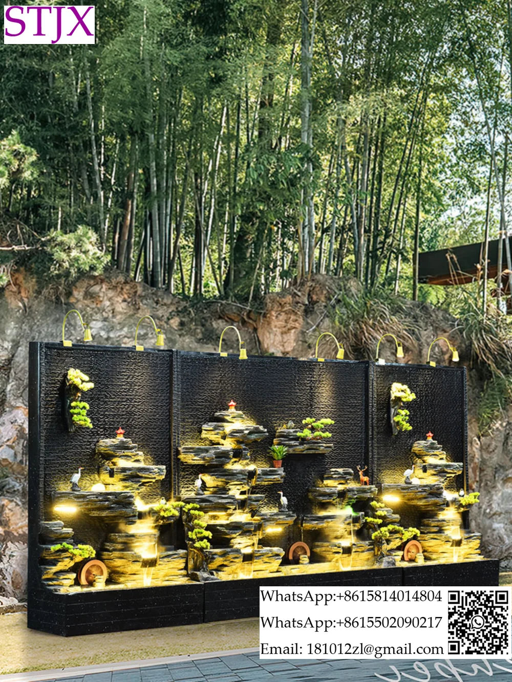 Water curtain wall rockery fountain decoration hotel living room screen decoration outdoor villa fish pond landscape decoration