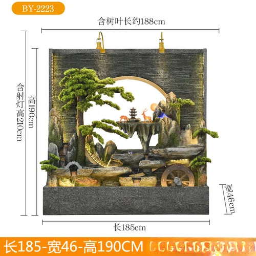 Water curtain wall rockery fountain decoration hotel living room screen decoration outdoor villa fish pond landscape decoration