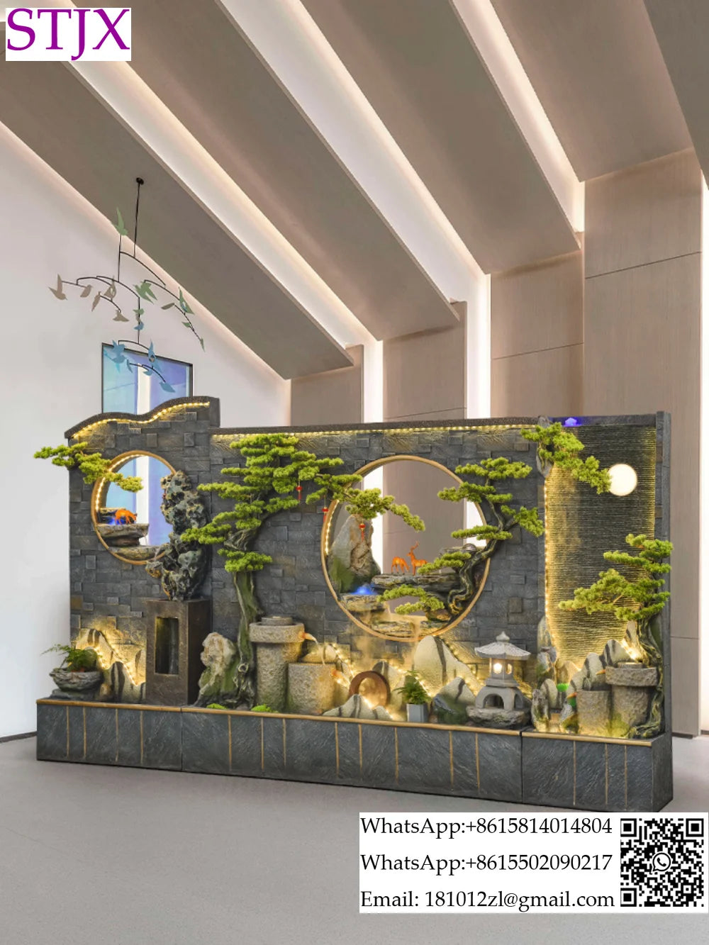 Water curtain wall rockery fountain decoration hotel living room screen decoration outdoor villa fish pond landscape decoration