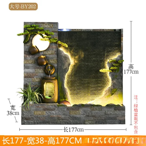 Water curtain wall rockery fountain decoration hotel living room screen decoration outdoor villa fish pond landscape decoration
