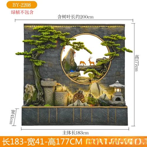 Water curtain wall rockery fountain decoration hotel living room screen decoration outdoor villa fish pond landscape decoration