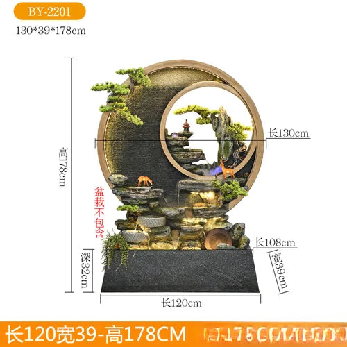 Water curtain wall rockery fountain decoration hotel living room screen decoration outdoor villa fish pond landscape decoration