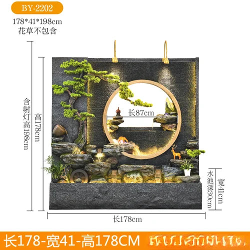 Water curtain wall rockery fountain decoration hotel living room screen decoration outdoor villa fish pond landscape decoration