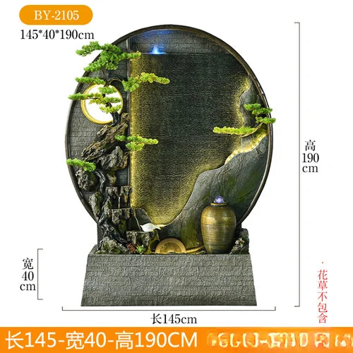 Water curtain wall rockery fountain decoration hotel living room screen decoration outdoor villa fish pond landscape decoration