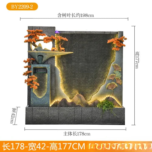Water curtain wall rockery fountain decoration hotel living room screen decoration outdoor villa fish pond landscape decoration