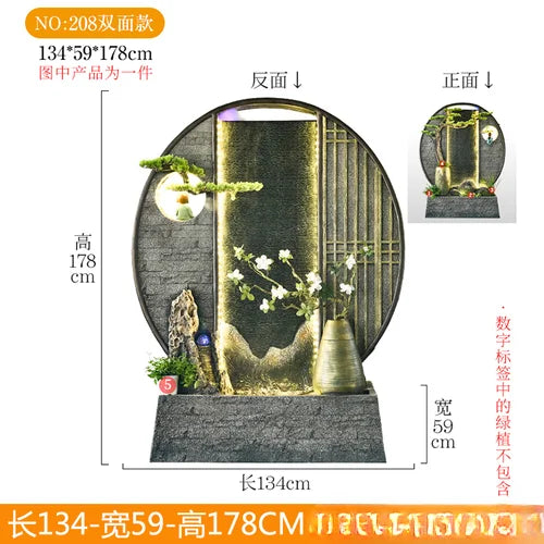 Water curtain wall rockery fountain decoration hotel living room screen decoration outdoor villa fish pond landscape decoration