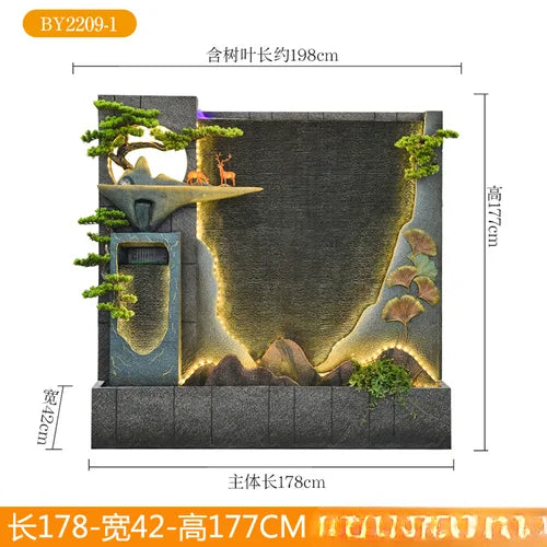 Water curtain wall rockery fountain decoration hotel living room screen decoration outdoor villa fish pond landscape decoration