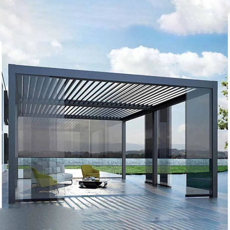 Waterproof Patio Arches Metal Panel Powder Coated Building Deck Gazebo Bioclimatic Louvered Aluminum Pergola Made In China