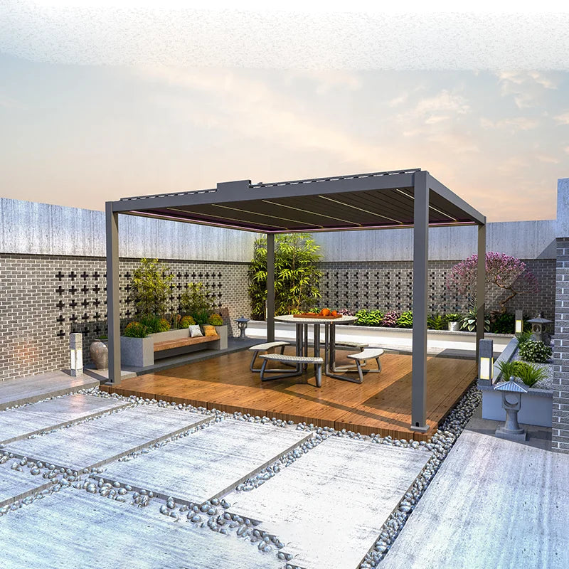 Waterproof Patio Arches Metal Panel Powder Coated Building Deck Gazebo Bioclimatic Louvered Aluminum Pergola Made In China