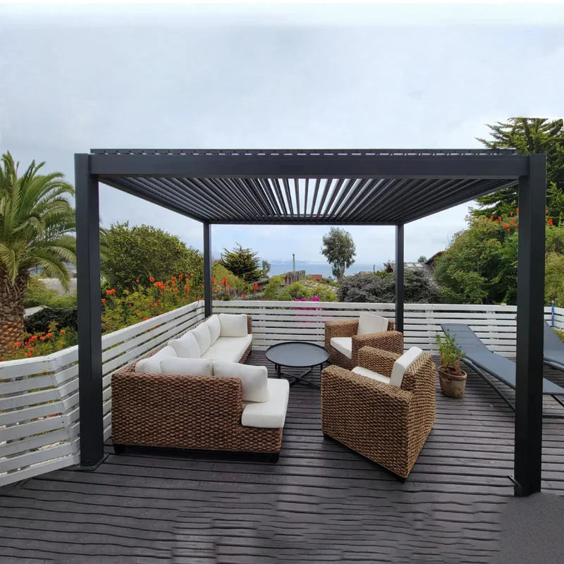 Waterproof Patio Arches Metal Panel Powder Coated Building Deck Gazebo Bioclimatic Louvered Aluminum Pergola Made In China