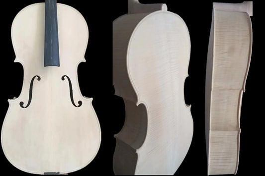 MMOOKA White Cello 4/4 size unvarnished cello with ebony fingerboard