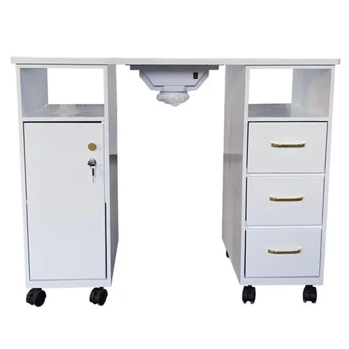 White nail table simple and economical painting vacuum cleaner nail table environmental protection single manicure with drawer.
