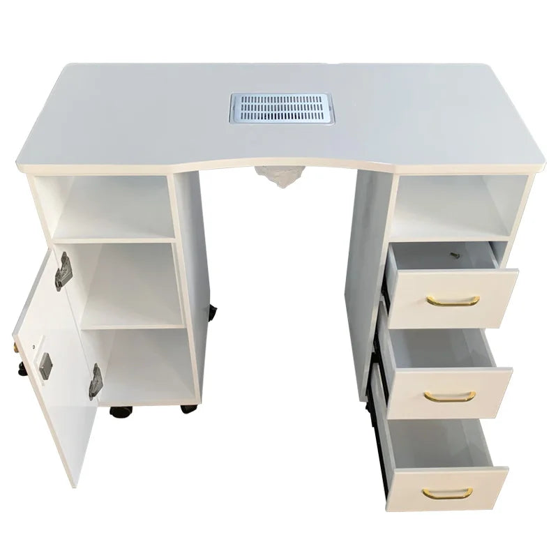 White nail table simple and economical painting vacuum cleaner nail table environmental protection single manicure with drawer.