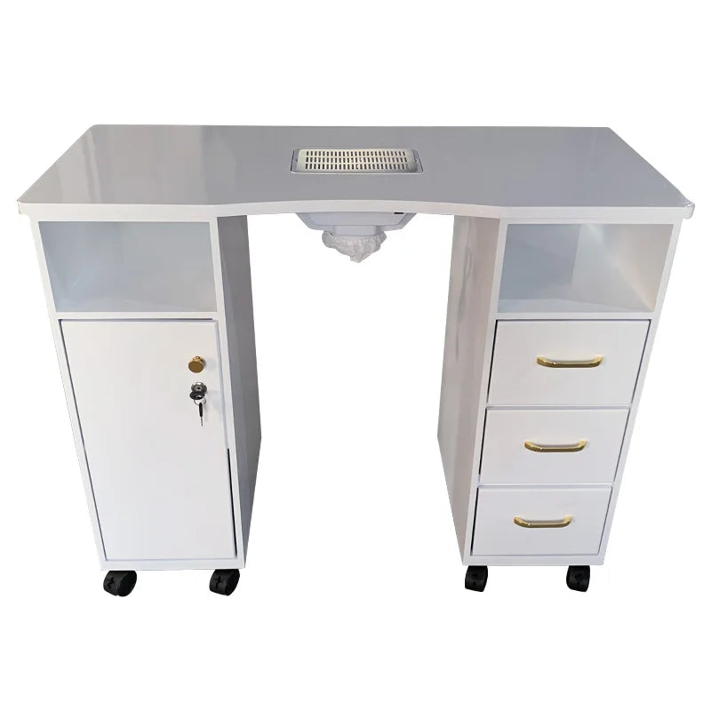 White nail table simple and economical painting vacuum cleaner nail table environmental protection single manicure with drawer.