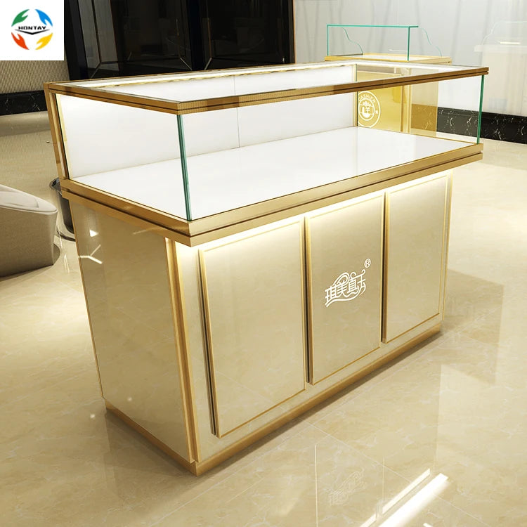 Wholesale Price Superb Quality Glass Metal Frame Drawer Streamline Display Retail Store Used Jewelry Showcase