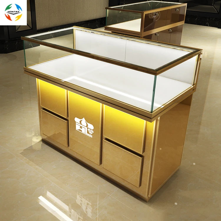 Wholesale Price Superb Quality Glass Metal Frame Drawer Streamline Display Retail Store Used Jewelry Showcase