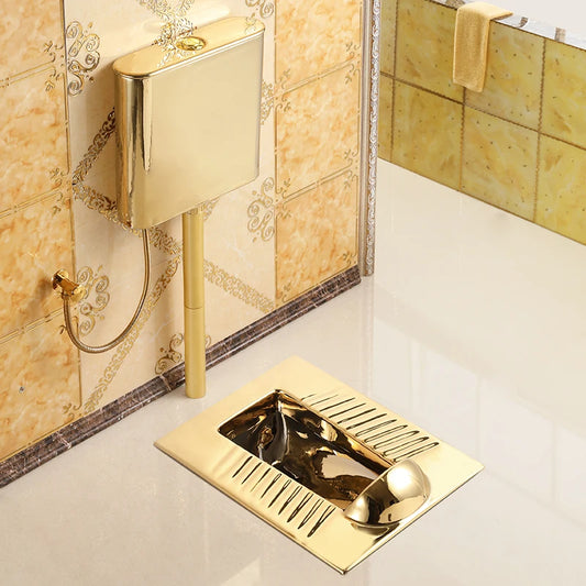 With baffle head golden squat toilet flush tank set ceramic European toilet anti-blocking anti-odor concealed squat toilet squat