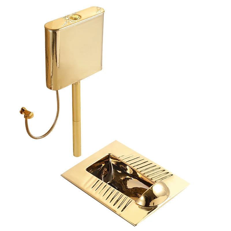 With baffle head golden squat toilet flush tank set ceramic European toilet anti-blocking anti-odor concealed squat toilet squat