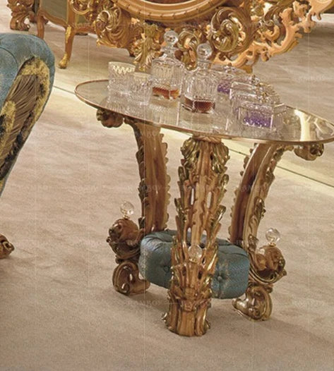 Wood Carved Sofa Court Luxury Fabric Craft Sofa Combination Villa Living Room Furniture