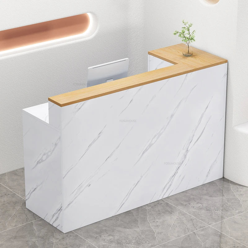 Wooden Beauty Salon Reception Desks Shop Counter Simple Office Cash Register Modern Clothing Store Small Bar Table Church Pulpit