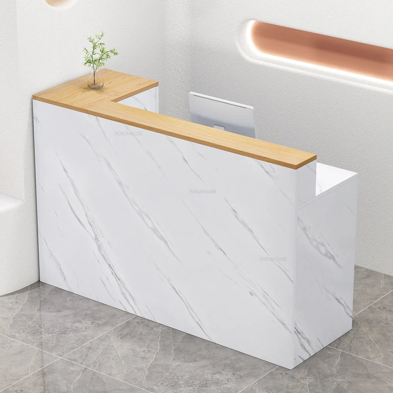 Wooden Beauty Salon Reception Desks Shop Counter Simple Office Cash Register Modern Clothing Store Small Bar Table Church Pulpit