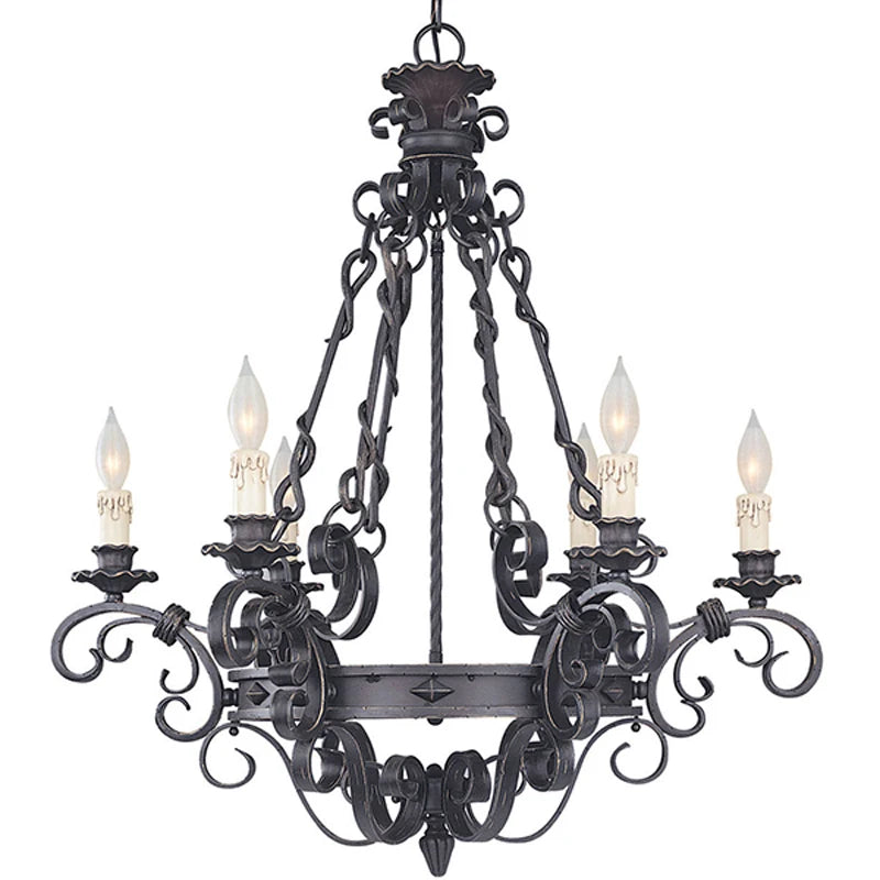 Wrought Iron Large Chandeliers Sturdy Auditorium Villa Staircase Household Lamp Ceiling Chandelier Lighting Loft Retro Candle