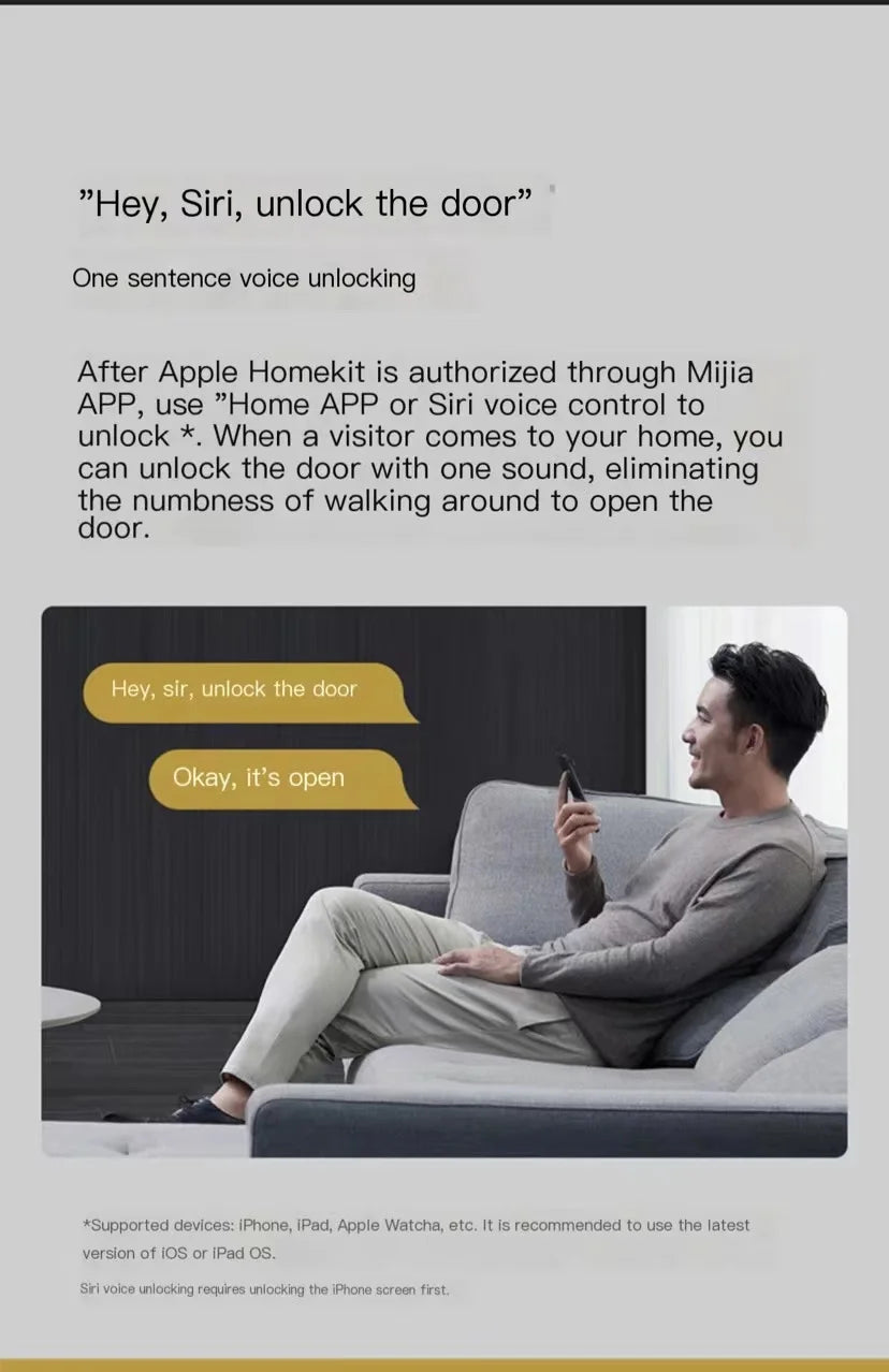 XM Fully Automatic-1 2022 Smart Fingerprint Biometric Digital Intelligent Electronic Door Locks Security Protection Mijia Mihome