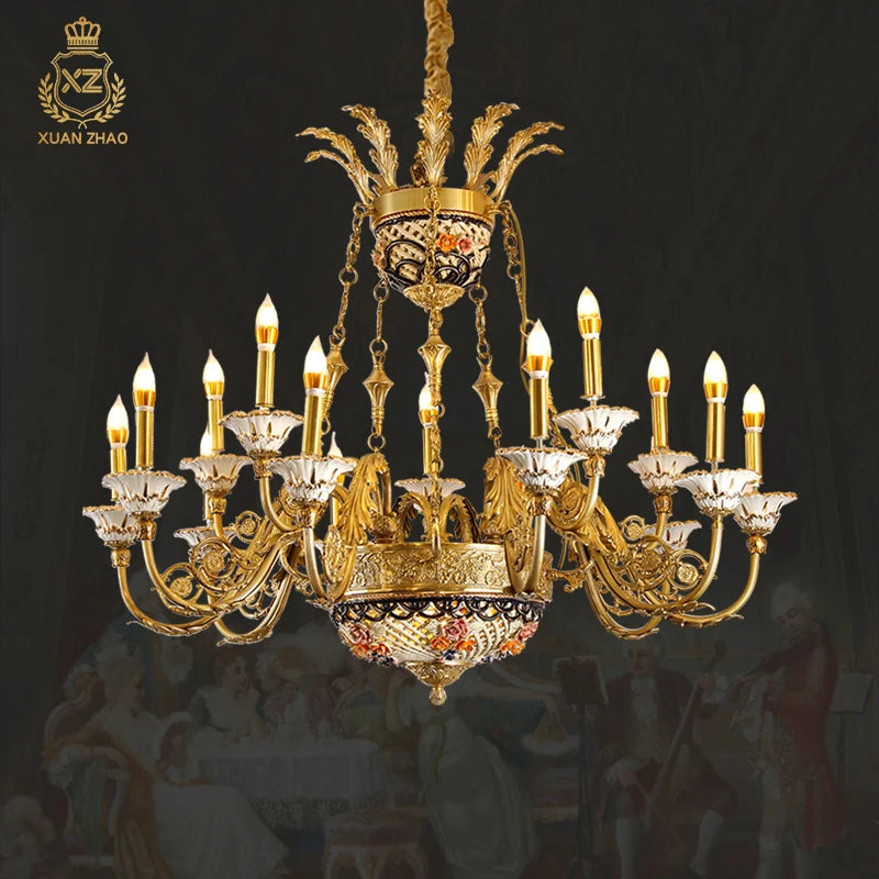 XUANZHAO Brass French Style Chandelier Luxury High-End Design Villa Hotel Lobby Living Room Decorative Lamp