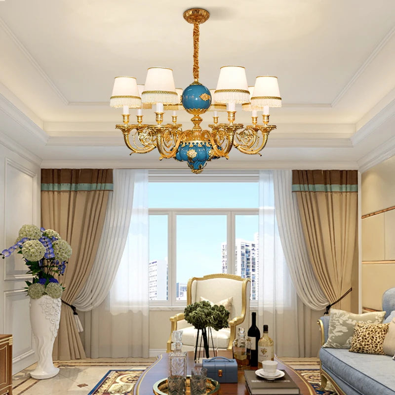 XUANZHAO French All-Brass Carved Chandelier Hotel Creative Chandelier Villa Hall Luxury Art Chandelier