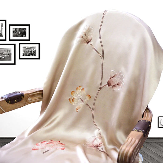 Xiuzhuang Self sells 2023 Festival Gifts for Elderly Scarves Handmade Suzhou Embroidered Mulberry Silk shawl Scarves