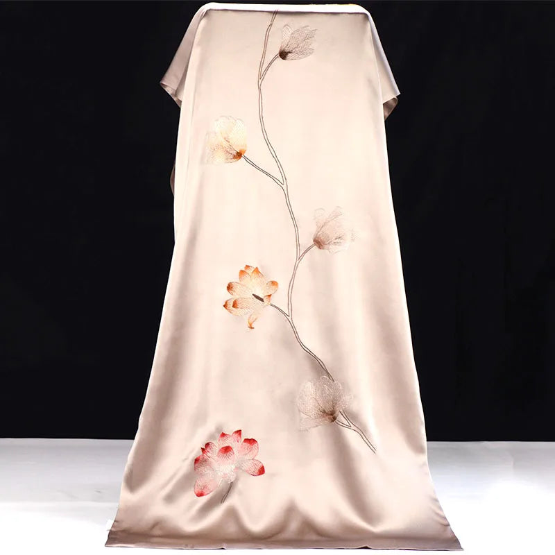 Xiuzhuang Self sells 2023 Festival Gifts for Elderly Scarves Handmade Suzhou Embroidered Mulberry Silk shawl Scarves