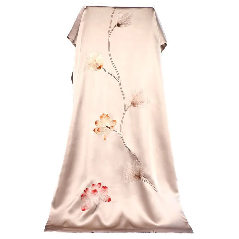 Xiuzhuang Self sells 2023 Festival Gifts for Elderly Scarves Handmade Suzhou Embroidered Mulberry Silk shawl Scarves