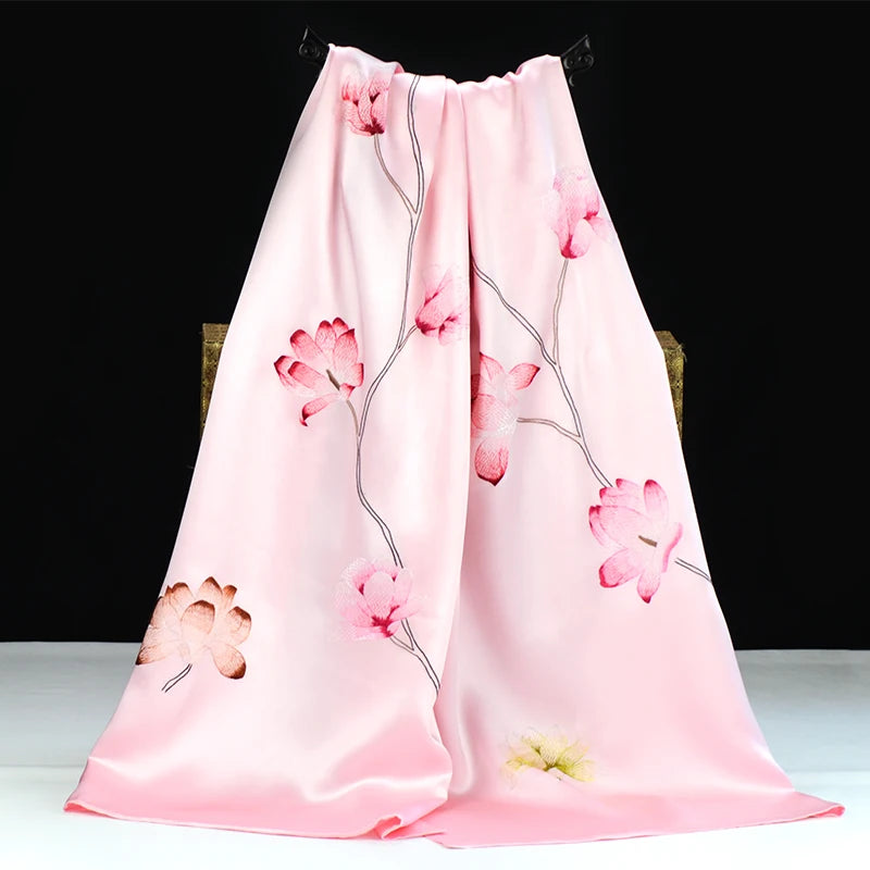 Xiuzhuang Self sells 2023 Festival Gifts for Elderly Scarves Handmade Suzhou Embroidered Mulberry Silk shawl Scarves