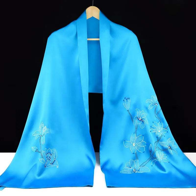 Xiuzhuang Self sells 2023 New Double layered Silk Shawl "Girl Flower" Handmade Embroidered Festival Gift