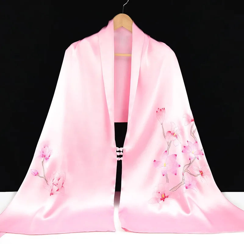 Xiuzhuang Self sells 2023 New Double layered Silk Shawl "Girl Flower" Handmade Embroidered Festival Gift