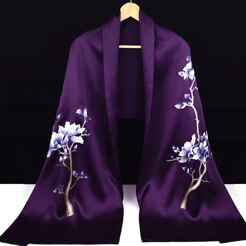 Xiuzhuang Self sells 2023 New Festival Gifts to Elderly Customers with Handmade Embroidered Silk Scarves and Shawls