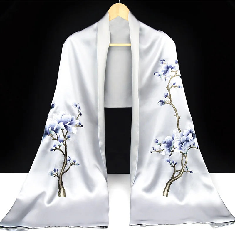 Xiuzhuang Self sells 2023 New Festival Gifts to Elderly Customers with Handmade Embroidered Silk Scarves and Shawls