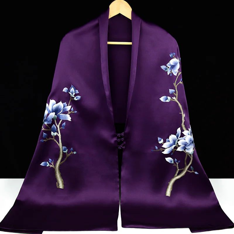 Xiuzhuang Self sells 2023 New Festival Gifts to Elderly Customers with Handmade Embroidered Silk Scarves and Shawls