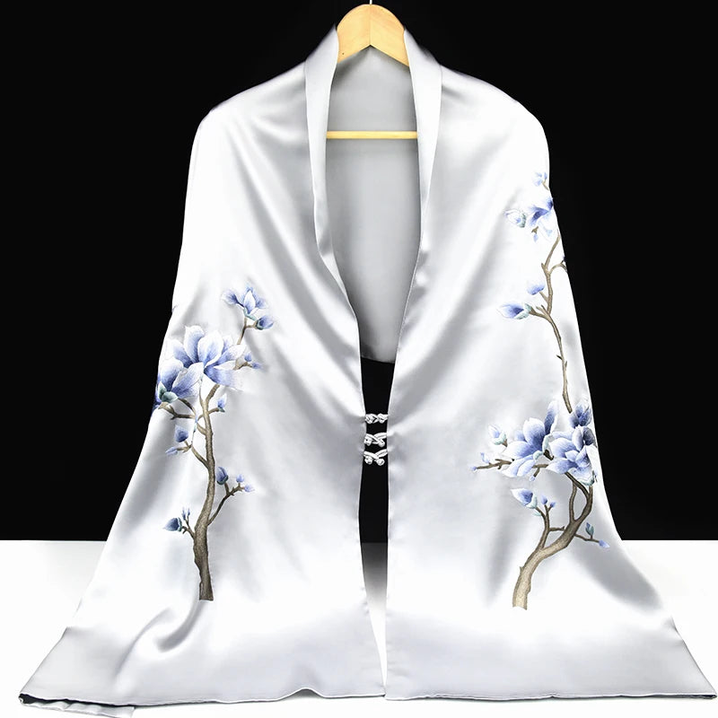 Xiuzhuang Self sells 2023 New Festival Gifts to Elderly Customers with Handmade Embroidered Silk Scarves and Shawls