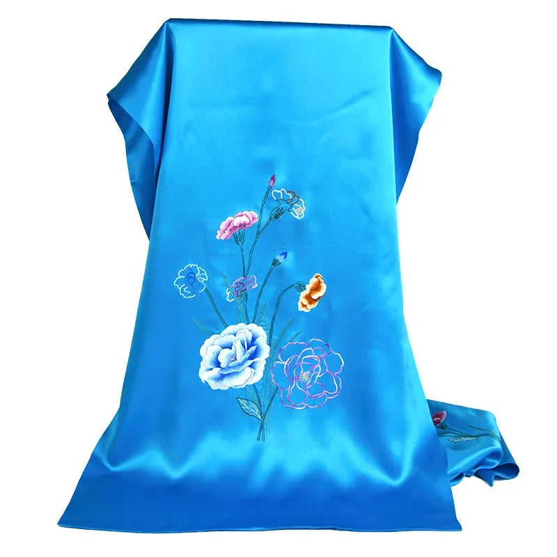 Xiuzhuang Self sold 2023 New Handmade Embroidered Su Embroidered Silk Scarf Shawl "Carnation" Mom Gift