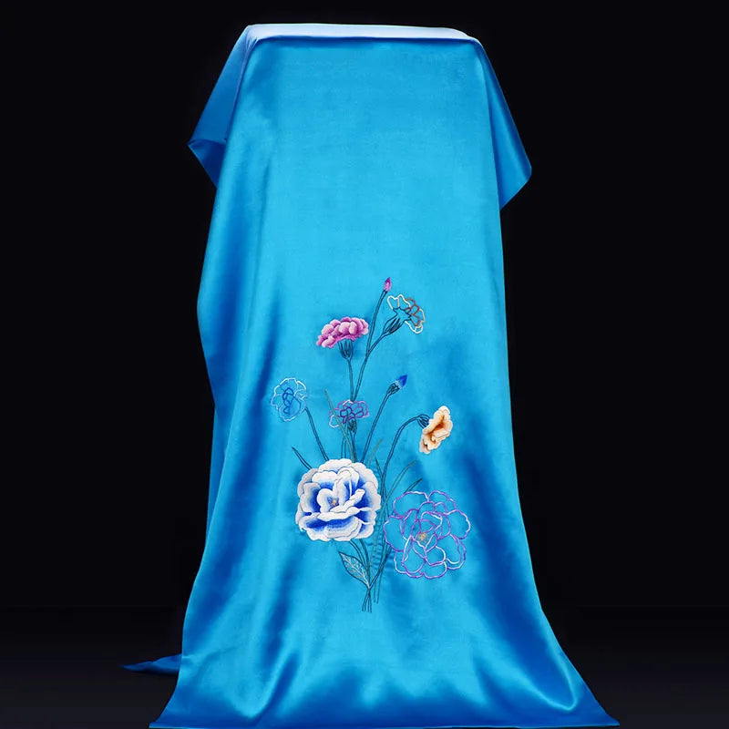 Xiuzhuang Self sold 2023 New Handmade Embroidered Su Embroidered Silk Scarf Shawl "Carnation" Mom Gift