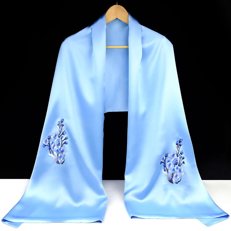 Xiuzhuang Self sold 2023 New Handmade Su Embroidered Silk Scarf Shawl for Women's Multi functional and Versatile Ethnic Style Sc