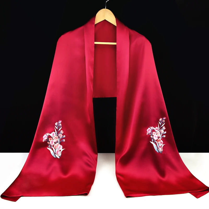 Xiuzhuang Self sold 2023 New Handmade Su Embroidered Silk Scarf Shawl for Women's Multi functional and Versatile Ethnic Style Sc