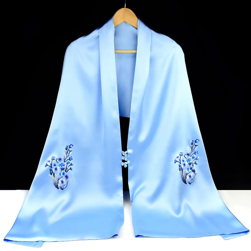Xiuzhuang Self sold 2023 New Handmade Su Embroidered Silk Scarf Shawl for Women's Multi functional and Versatile Ethnic Style Sc