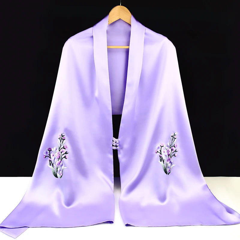 Xiuzhuang Self sold 2023 New Handmade Su Embroidered Silk Scarf Shawl for Women's Multi functional and Versatile Ethnic Style Sc