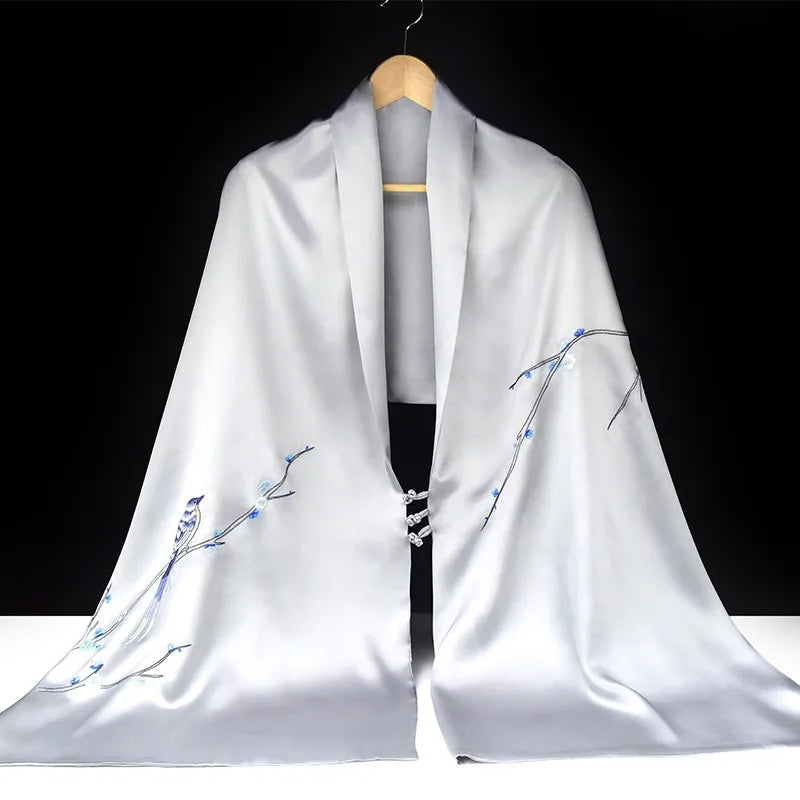 Xiuzhuang Self sold 2023 New Long Style Embroidered Shawl Women's Suzhou Embroidered Silk Handmade Scarf Shawl Wedding Gift