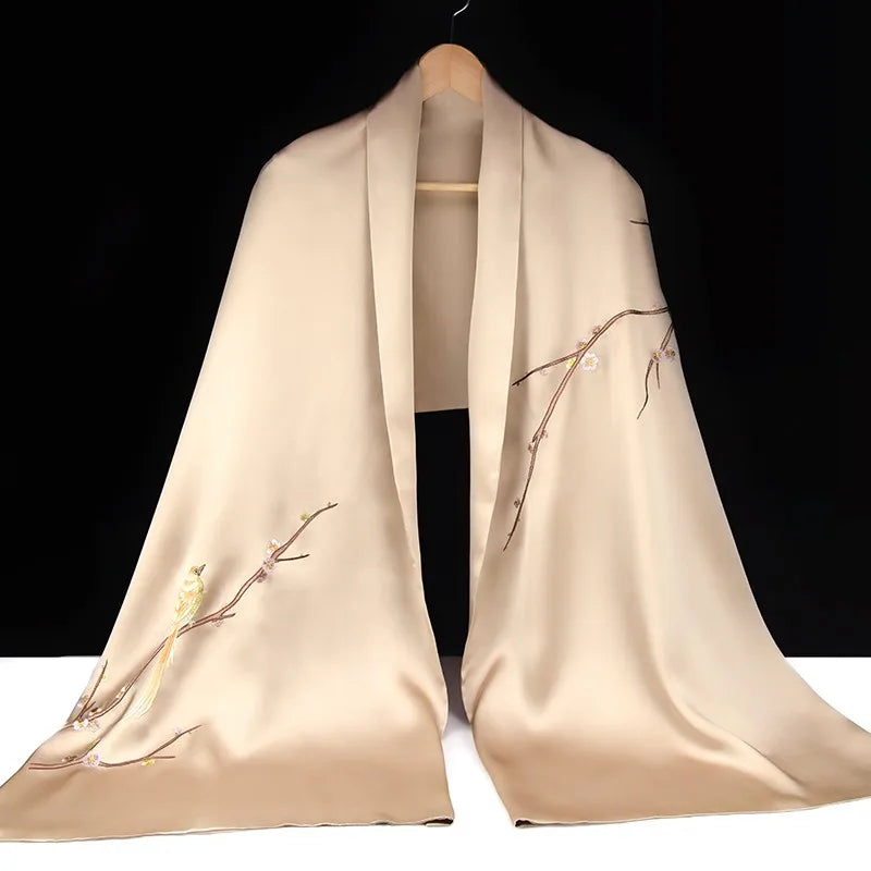 Xiuzhuang Self sold 2023 New Long Style Embroidered Shawl Women's Suzhou Embroidered Silk Handmade Scarf Shawl Wedding Gift