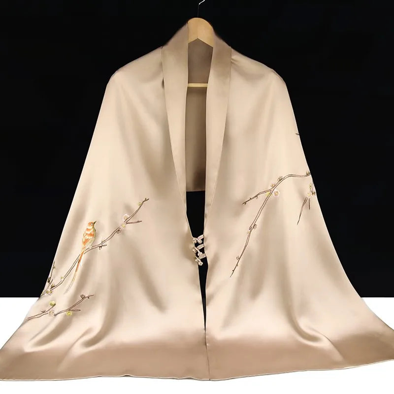 Xiuzhuang Self sold 2023 New Long Style Embroidered Shawl Women's Suzhou Embroidered Silk Handmade Scarf Shawl Wedding Gift