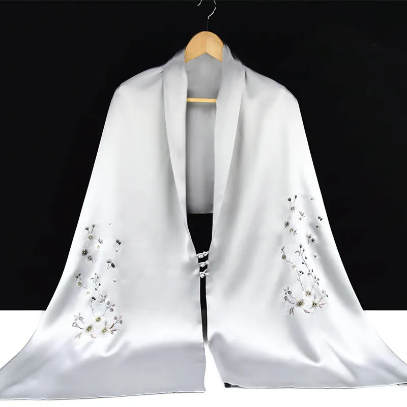 Xiuzhuang Self sold 2023 New Suzhou Embroidery Pure Handmade Embroidery Double layered Silk shawl Women's Scarf Silk Scarf